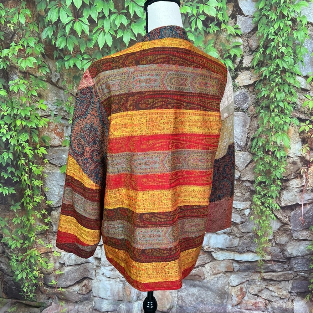 Orvis Patchwork Wool Mandarin Collar Jacket, M - image 6